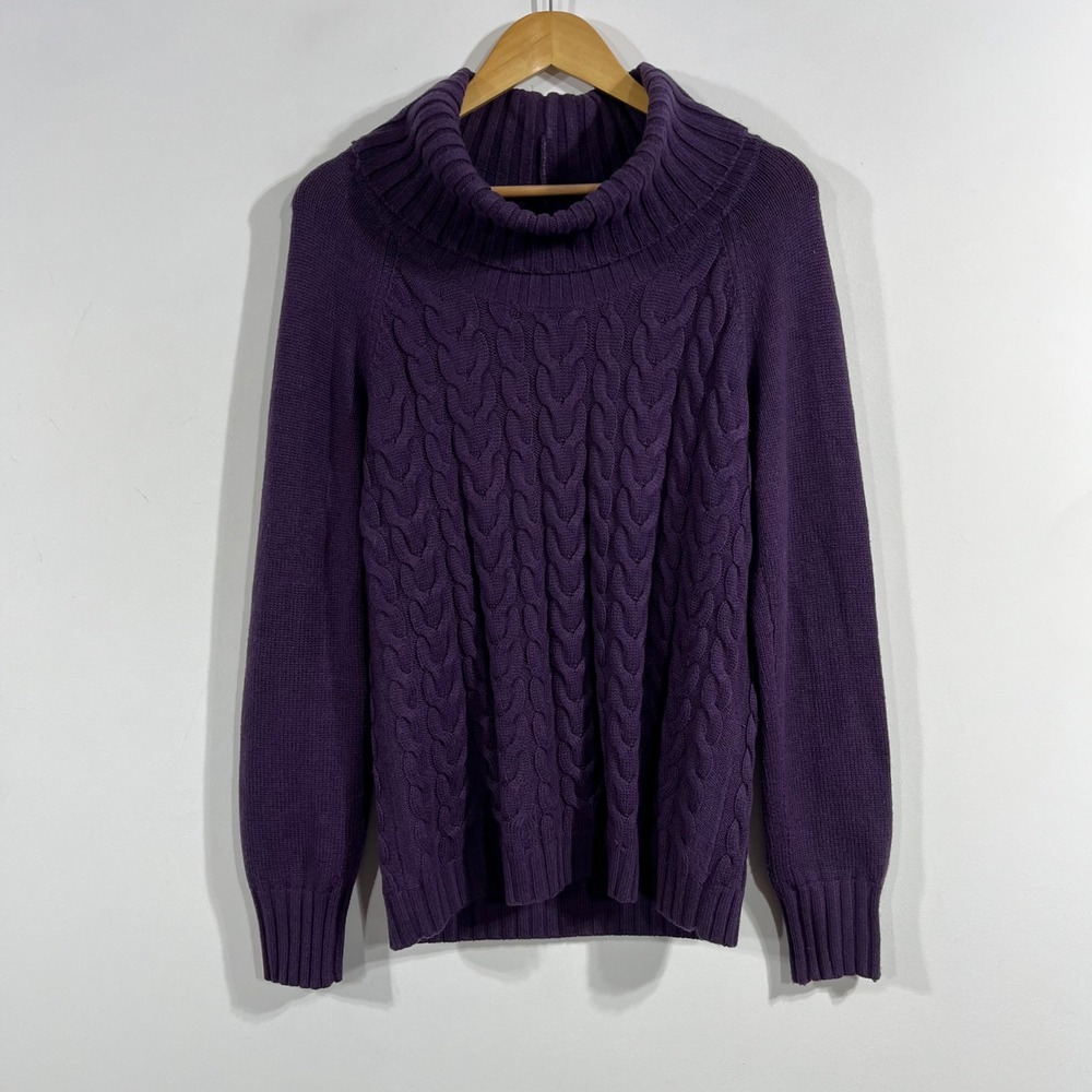 Banana Republic Fisherman Old Money Wool Cashmere Cable Knit Cowl Sweater Medium